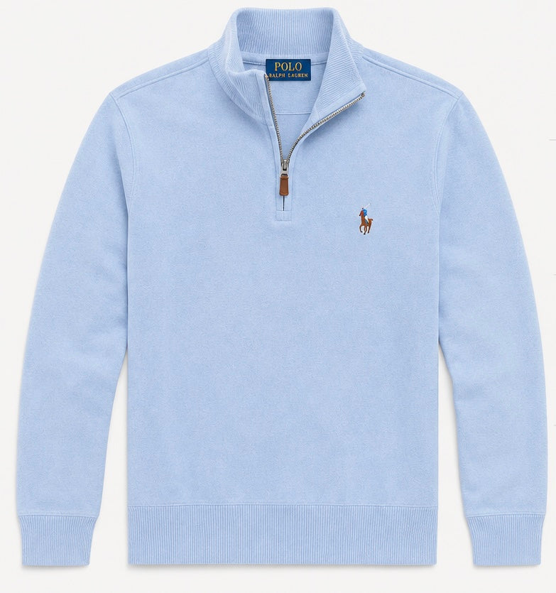 Polo Ralph Lauren Estate-Rib Quarter-Zip Pullover — Powder Blue