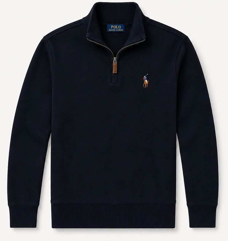 Polo Ralph Lauren Estate-Rib Quarter-Zip Pullover — Black