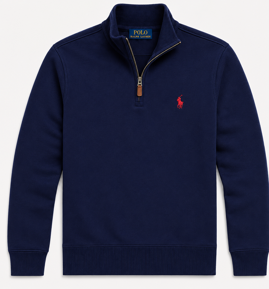 Polo Ralph Lauren Estate-Rib Quarter-Zip Pullover — Navy