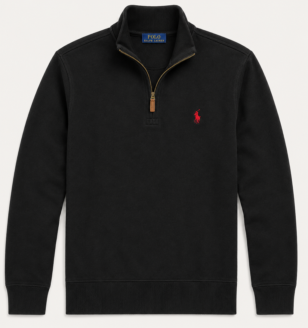 Polo Ralph Lauren Estate-Rib Quarter-Zip Pullover — Black