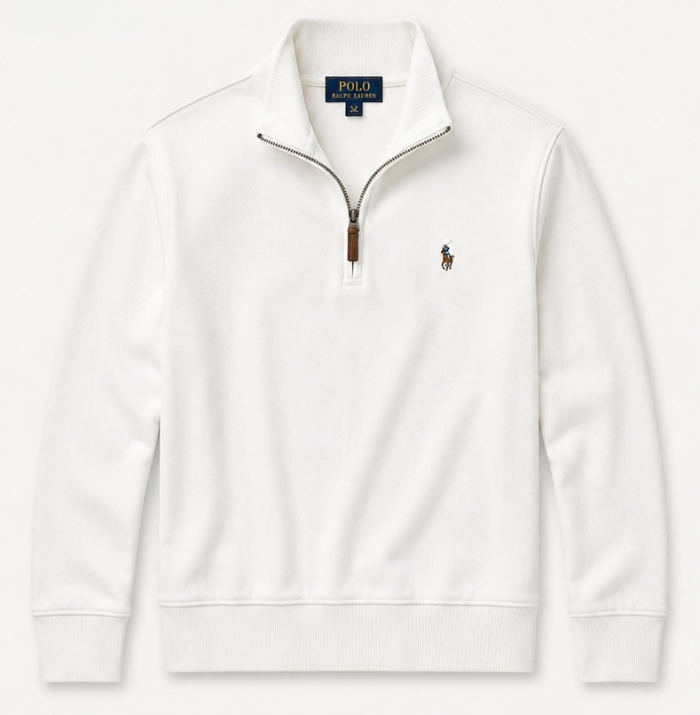 Polo Ralph Lauren Estate-Rib Quarter-Zip Pullover — White