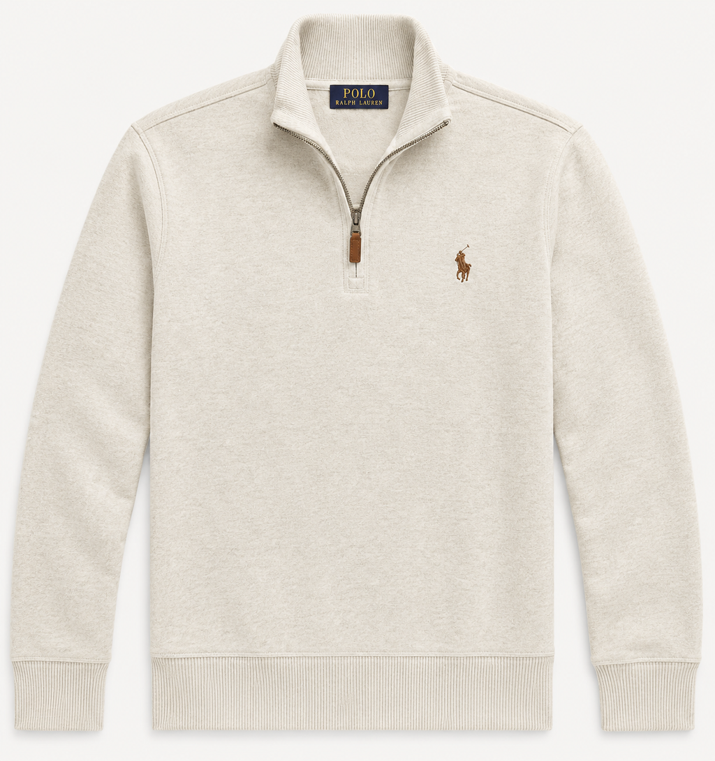 Polo Ralph Lauren Estate-Rib Quarter-Zip Pullover — Oatmeal Heather