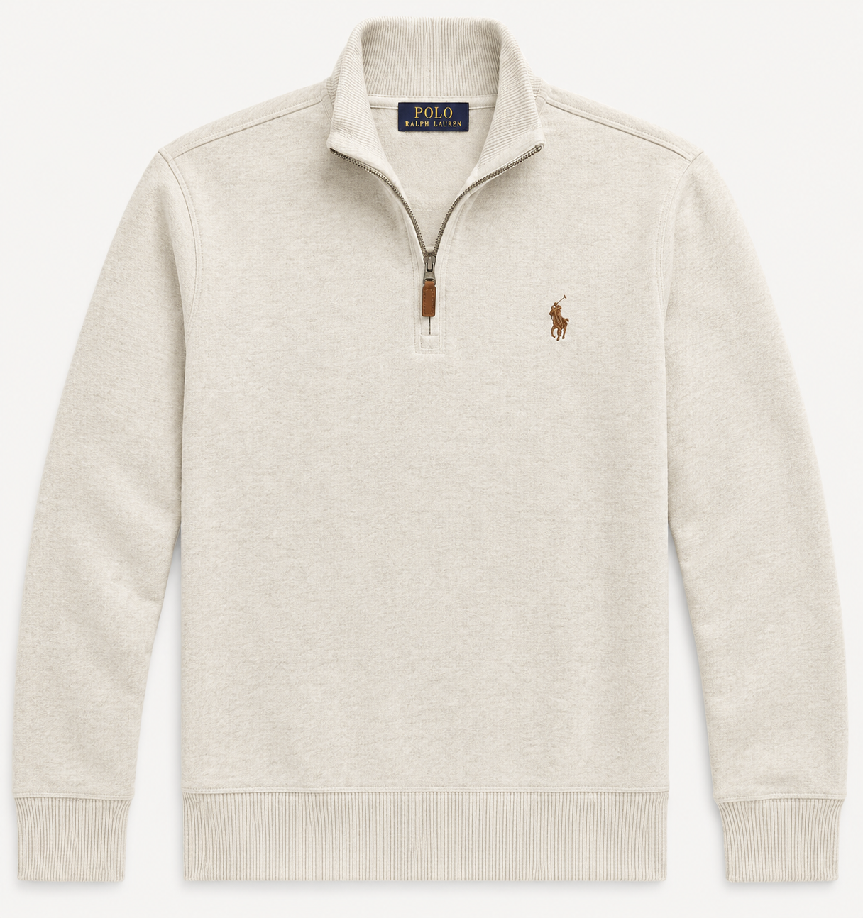 Polo Ralph Lauren Estate-Rib Quarter-Zip Pullover — Oatmeal Heather